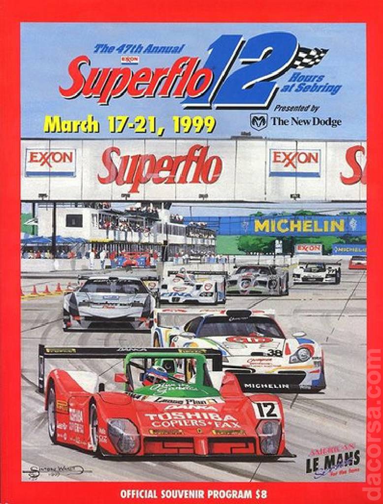 Event Poster for 47th annual Superflo 12 Hours at Sebring presented by The New Dodge