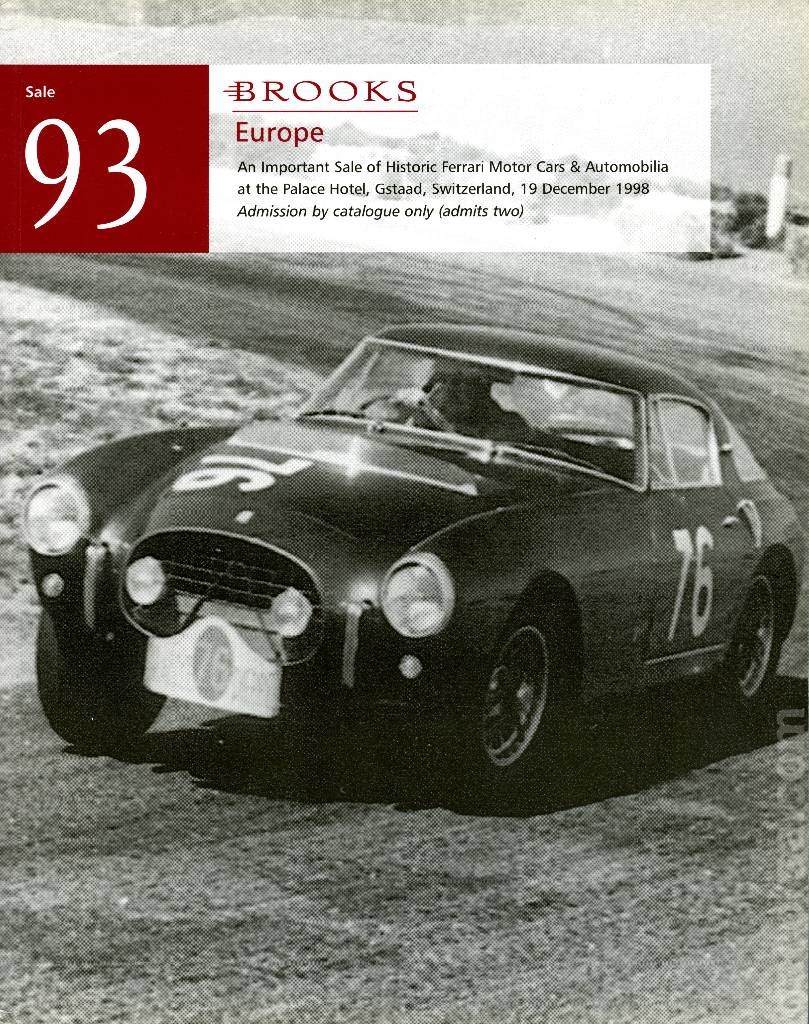 Image representing Brooks 93 - An Important Sale of Historic Ferrari Motor Cars &amp; Automobilia 1998