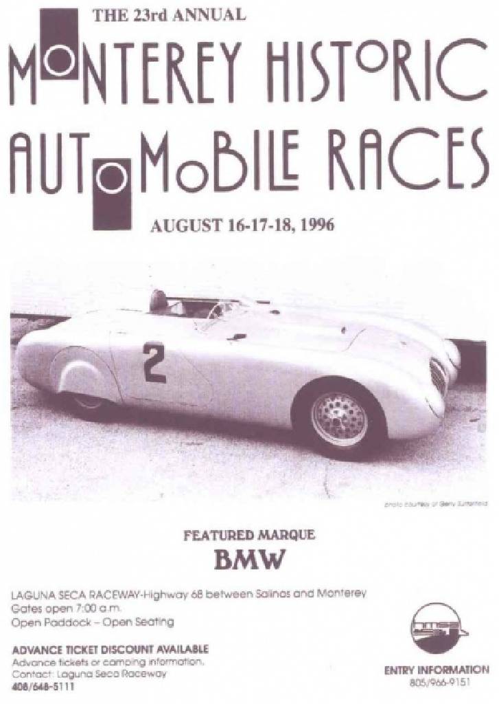 Event Poster for 23rd Monterey Historic Automobile Races 1996