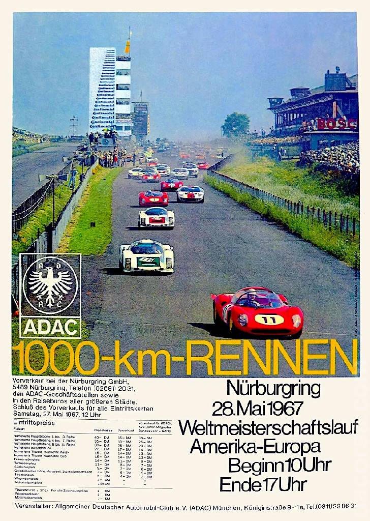 Event Poster for ADAC 1000km Rennen N&uuml;rburgring 1967