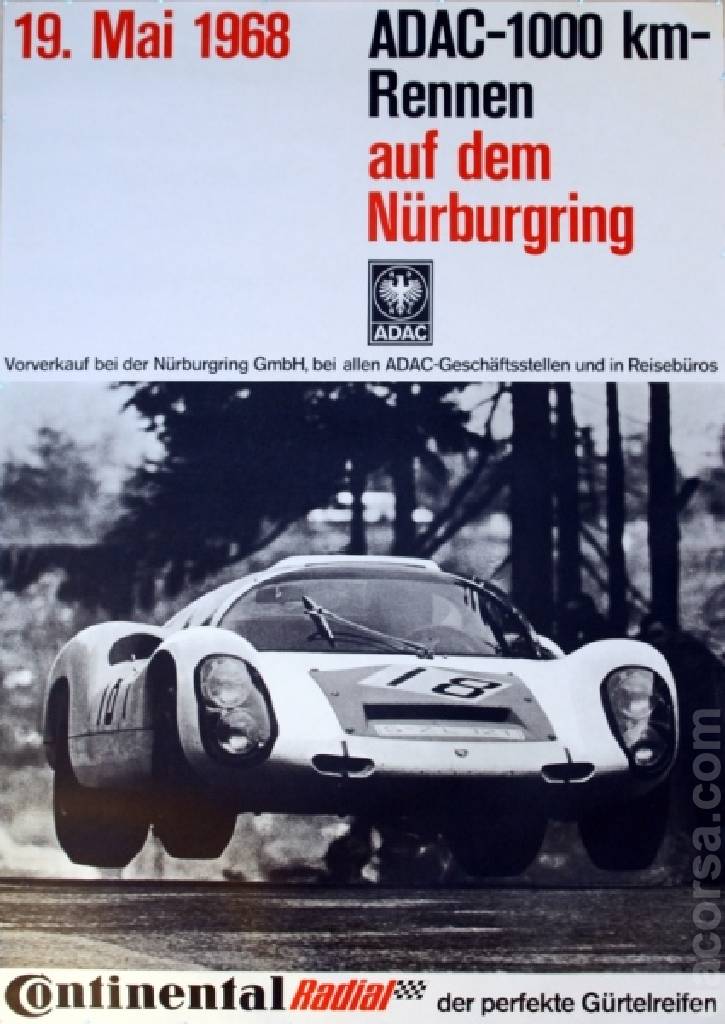 Event Poster for ADAC 1000km Rennen N&uuml;rburgring 1968