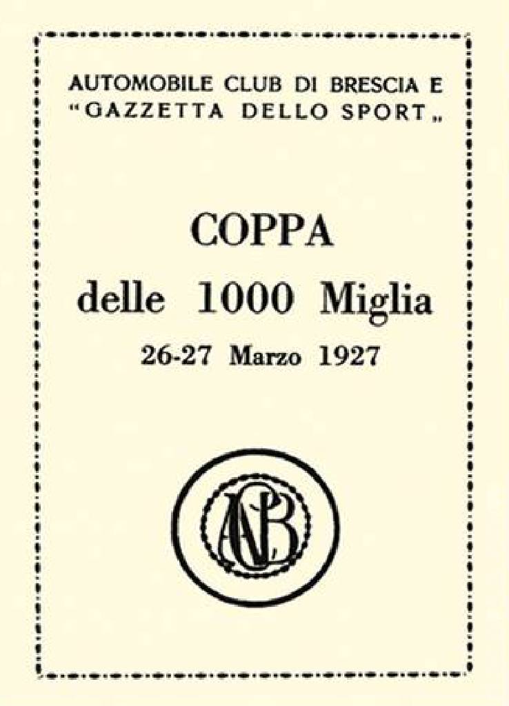 Poster of Coppa delle 1000 Miglia, Italy, 26 - 27 March 1927