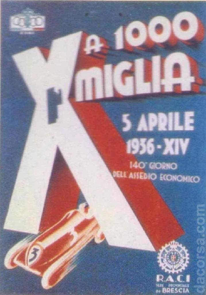 Poster of X Coppa delle Mille Miglia, Italy, 5 - 6 April 1936