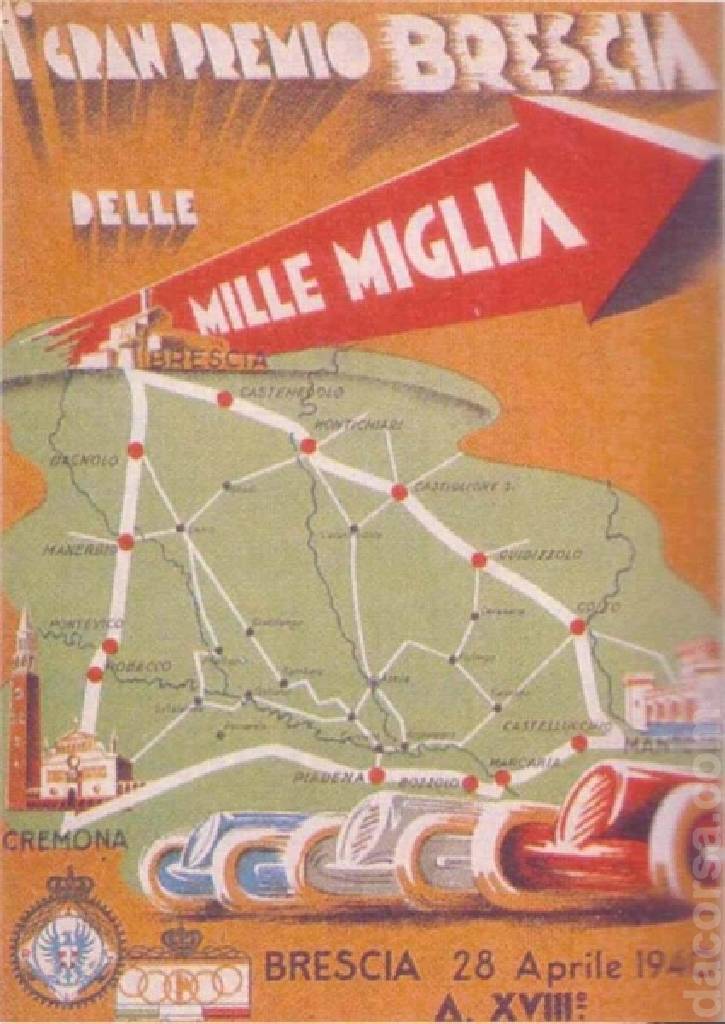 Poster of XIII Gran Premio delle Mille Miglia, Italy, 28 April 1940
