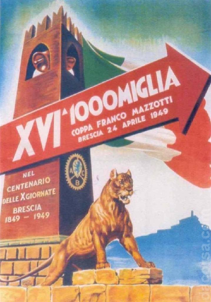 Poster of XVI Mille Miglia Coppa 'Franco Mazzotti', Italy, 24 - 25 April 1949