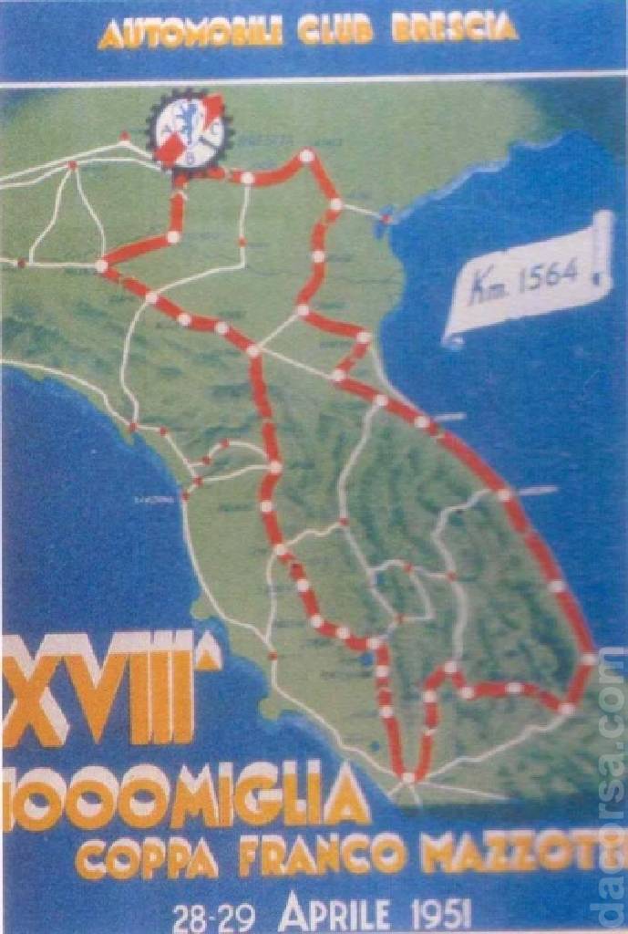 Image representing XVIII Mille Miglia Coppa 'Franco Mazzotti', Italy, 27 - 28 April 1951