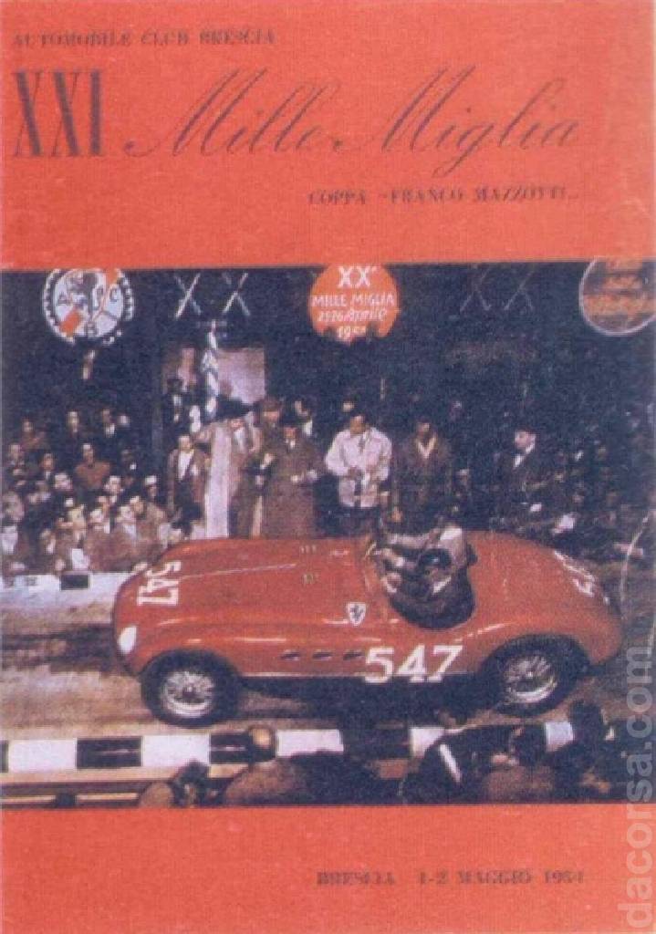 Poster of XXI Mille Miglia Coppa 'Franco Mazzotti', Italy, 1 - 2 May 1954