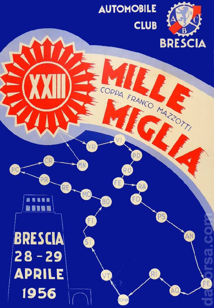 Poster of XXIII Mille Miglia Coppa 'Franco Mazzotti', Italy, 28 - 29 April 1956