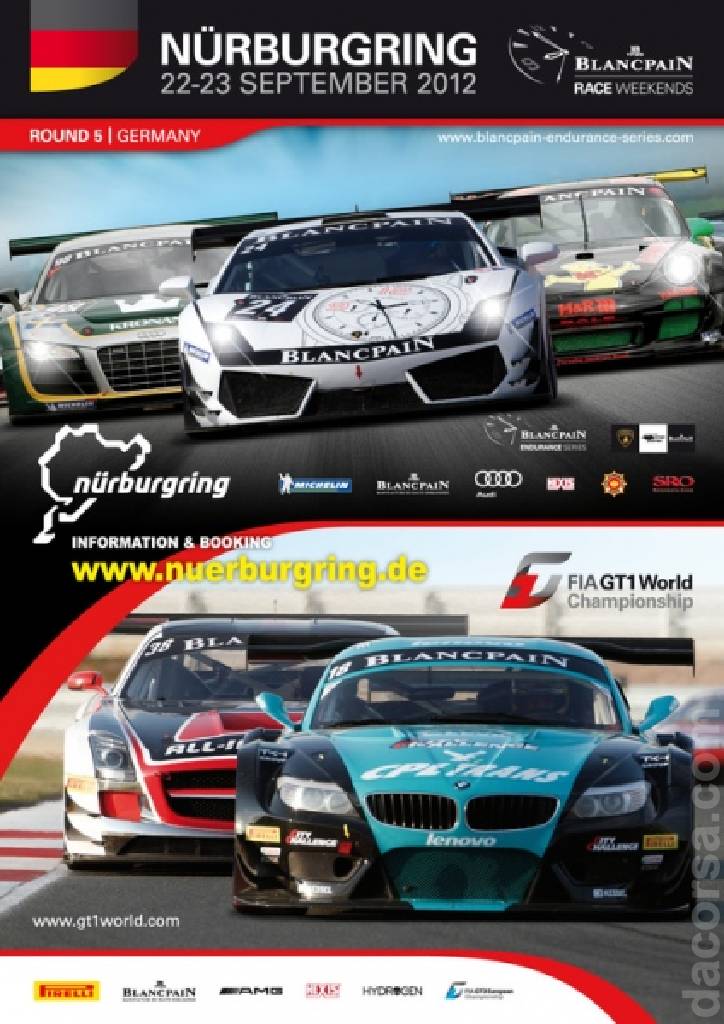 Poster of Blancpain Endurance Series Nurburgring 2012, Blancpain GT Series round 05, Germany, 22 - 23 September 2012
