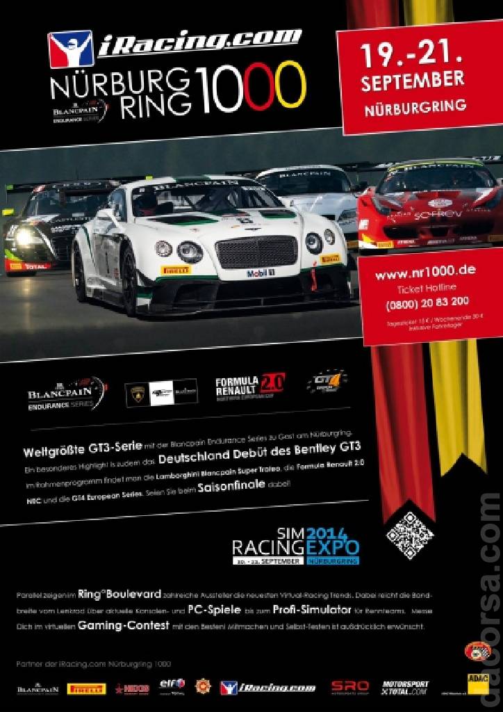 Poster of Blancpain Endurance Series - Nurburgring 2014, Blancpain GT Series, Germany, 19 - 21 September 2014
