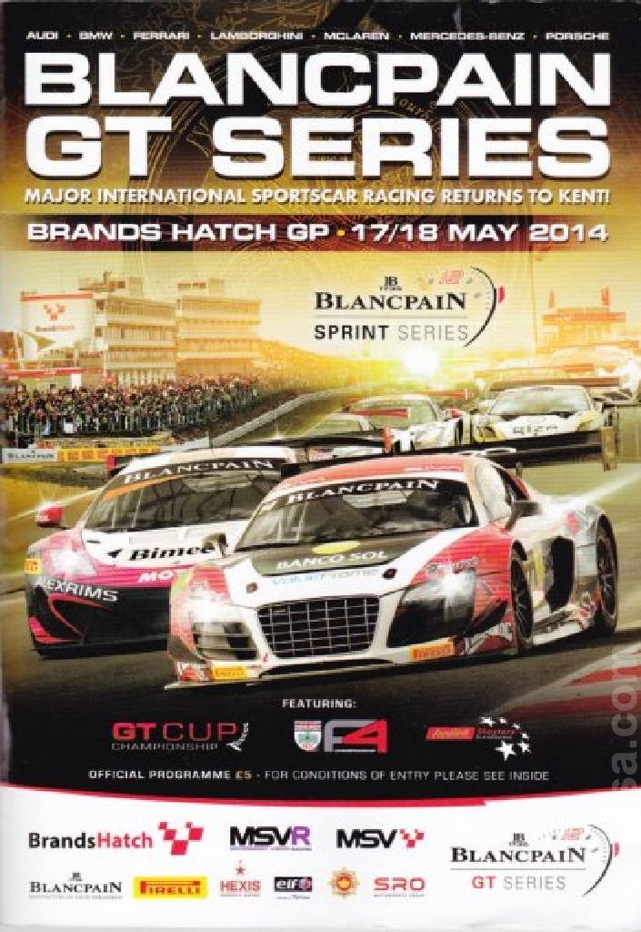 Poster of Blancpain Sprint Brands Hatch 2014, Blancpain GT Series, United Kingdom, 17 - 18 May 2014
