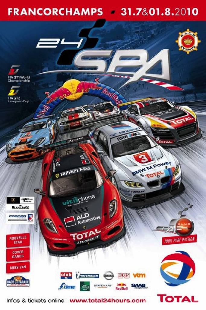 Poster of Total 24 Hours of Spa 2010, Blancpain GT Series round 24H, Belgium, 29 July - 1 August 2010