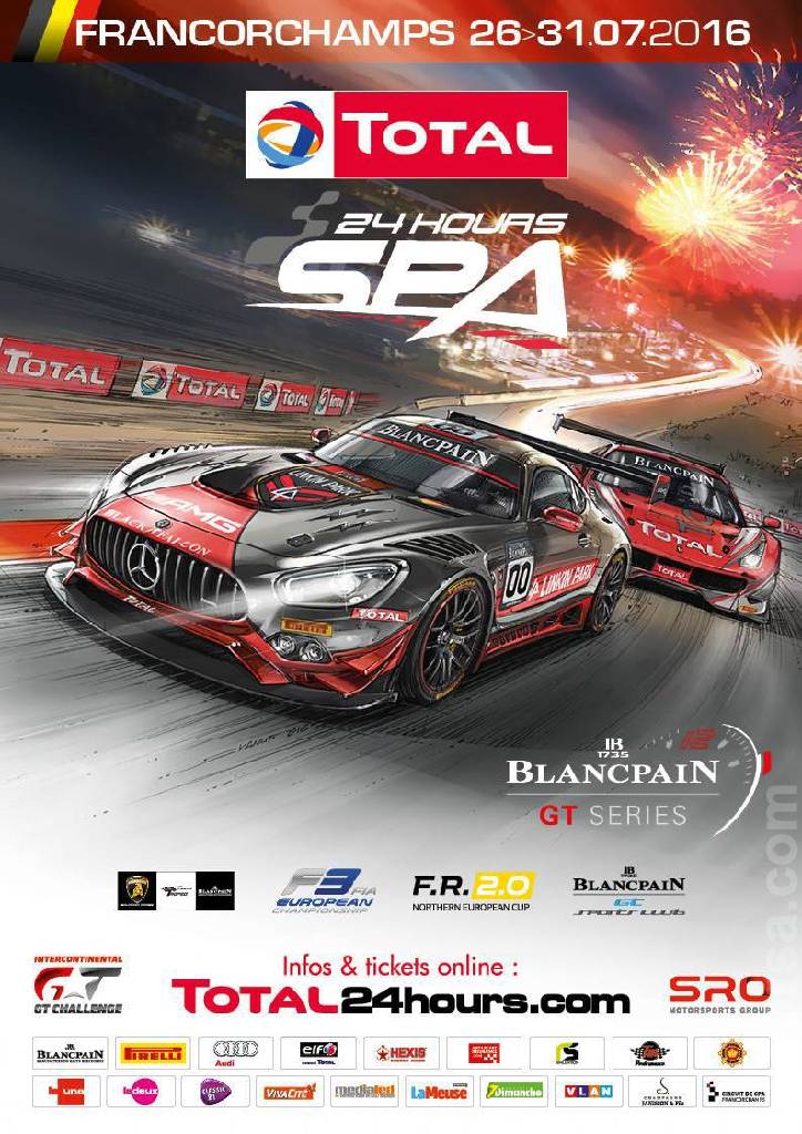Poster of Total 24 Hours of Spa 2016, Blancpain GT Series, Belgium, 28 - 31 July 2016