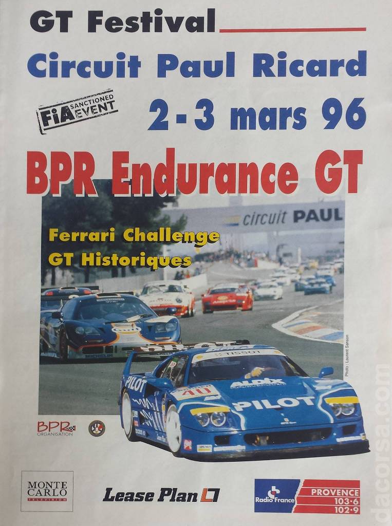 Image representing 4 Hours of Le Castellet 1996, BPR Global GT Series round 01, France, 2 - 3 March 1996