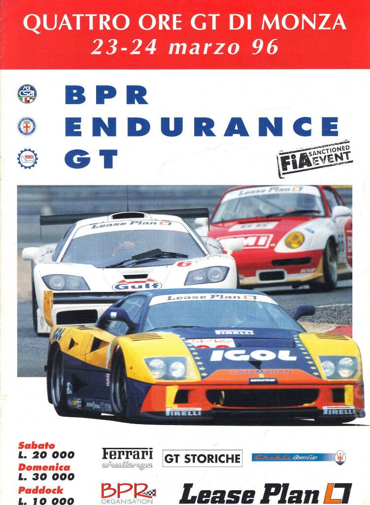 Image representing 4 ore GT di Monza 1996, BPR Global GT Series round 02, Italy, 23 - 24 March 1996
