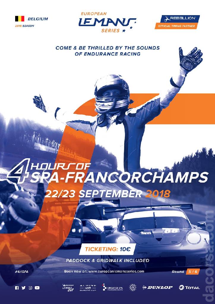 Poster of 4 Hours of Spa 2018, European Le Mans Series round 05, Belgium, 22 - 23 September 2018