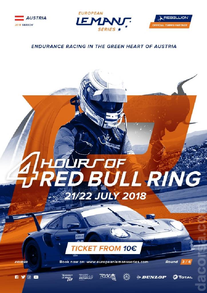 Poster of 4 Hours of the Red Bull Ring 2018, European Le Mans Series round 03, Austria, 21 - 22 July 2018