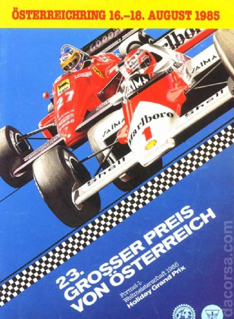 Poster of 23. Grosser Preis von Osterreich, FIA Formula One World Championship round 10, Austria, 16 - 18 August 1985