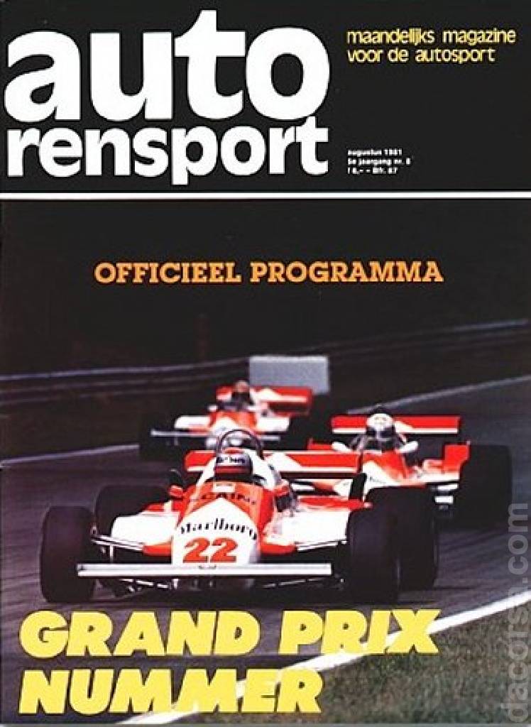 Poster of 30. Grote Prijs van Nederland, FIA Formula One World Championship round 12, Netherlands, 30 August 1981