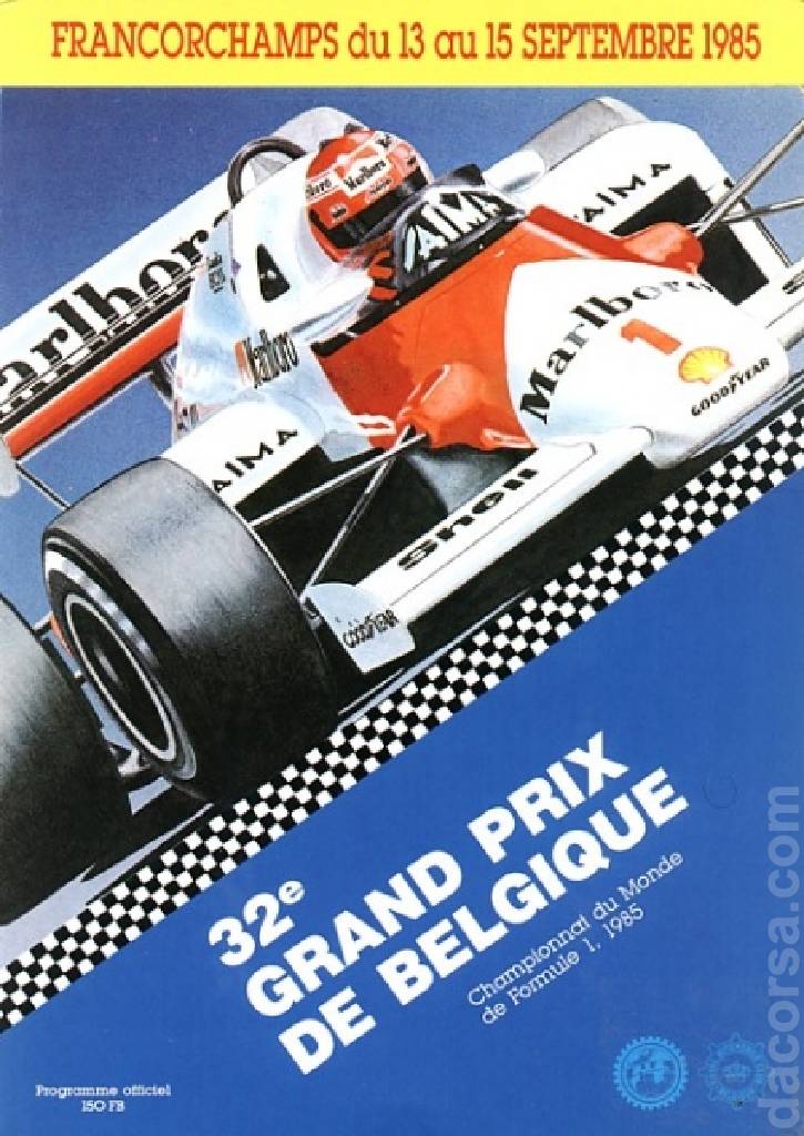 Poster of 32. Grand Prix de Belgique, FIA Formula One World Championship round 13, Belgium, 13 - 15 September 1985