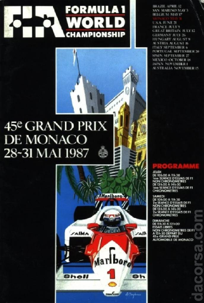 Poster of 45. Grand Prix de Monaco, FIA Formula One World Championship round 04, Monaco, 28 - 31 May 1987