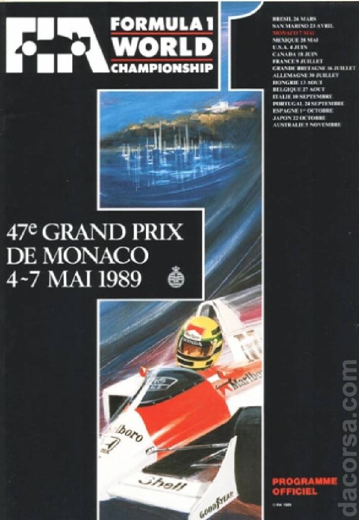 Poster of 47. Grand Prix de Monaco, FIA Formula One World Championship round 03, Monaco, 4 - 7 May 1989