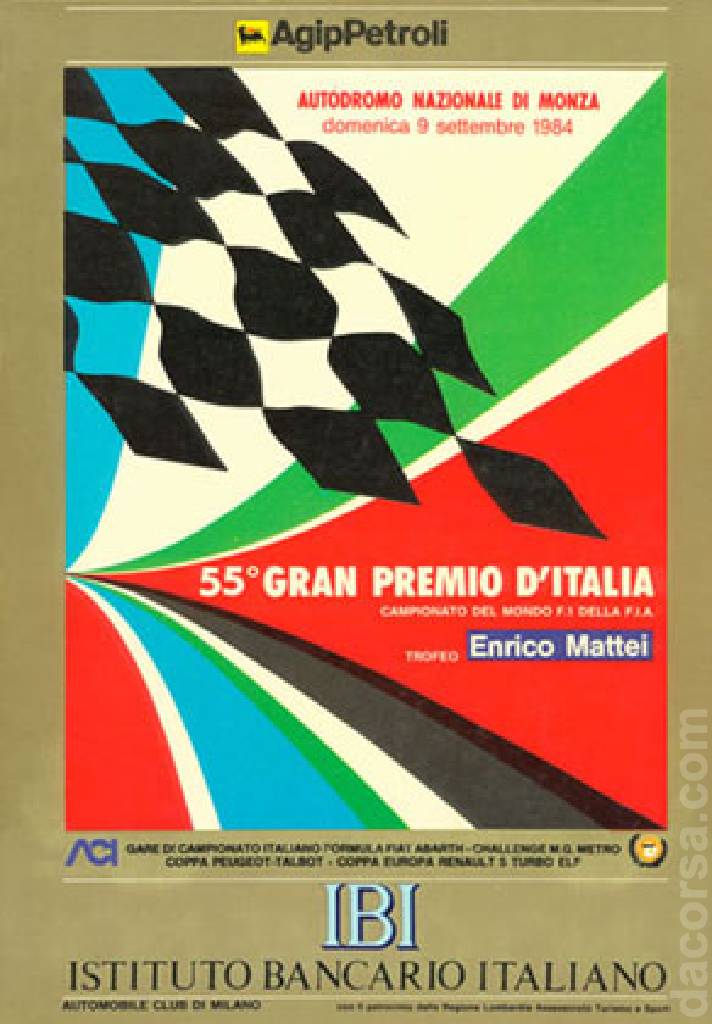 Poster of 55. Gran Premio d'Italia, FIA Formula One World Championship round 14, Italy, 9 September 1984