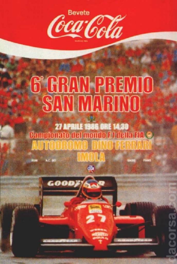 Poster of 6. Gran Premio di San Marino, FIA Formula One World Championship round 03, San Marino, 27 April 1986