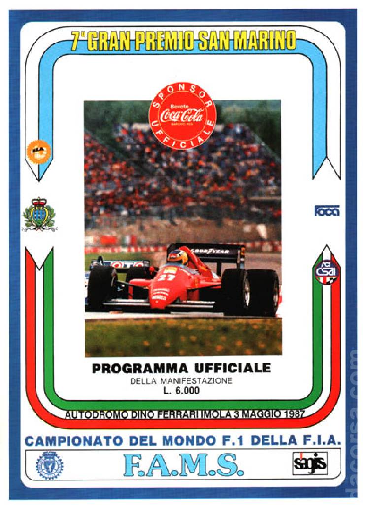 Poster of 7. Gran Premio di San Marino, FIA Formula One World Championship round 02, San Marino, 3 May 1987