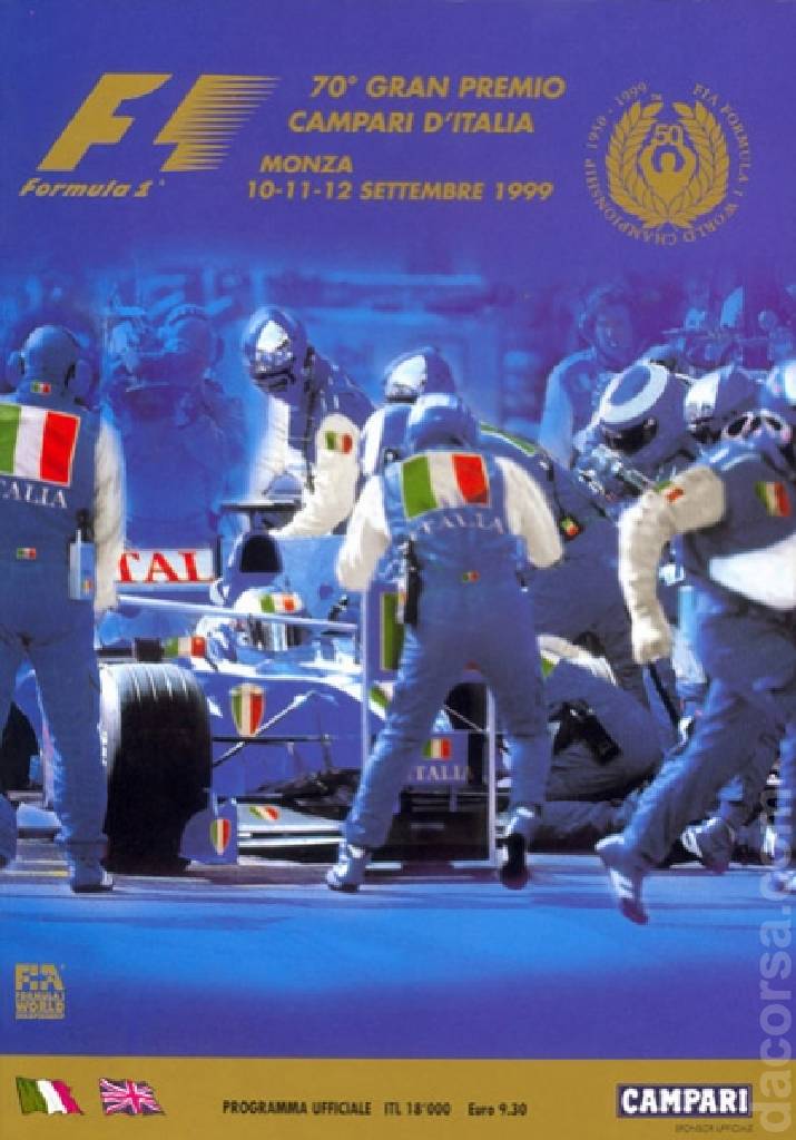 Poster of 70. Gran Premio Campari d'Italia, FIA Formula One World Championship round 13, Italy, 10 - 12 September 1999