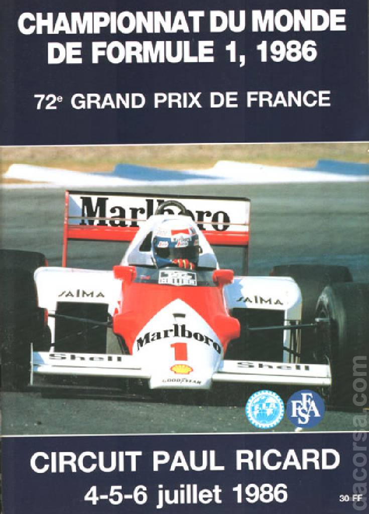 Poster of 72. Grand Prix de France, FIA Formula One World Championship round 08, France, 4 - 6 July 1986