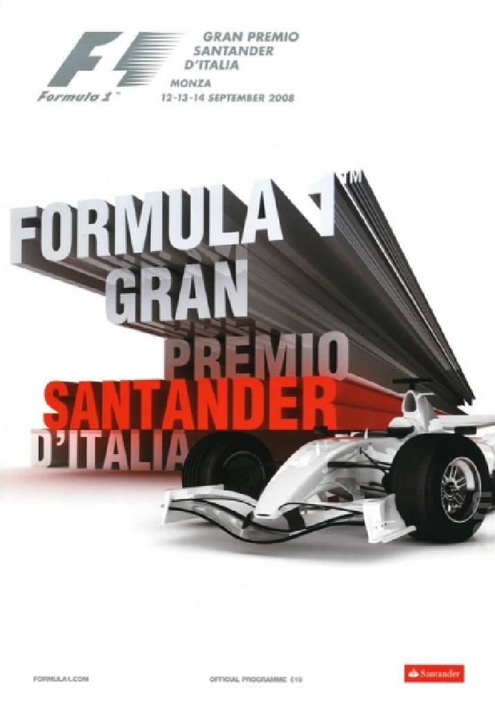 Poster of 79. Gran Premio Santander d'Italia, FIA Formula One World Championship round 14, Italy, 12 - 14 September 2008