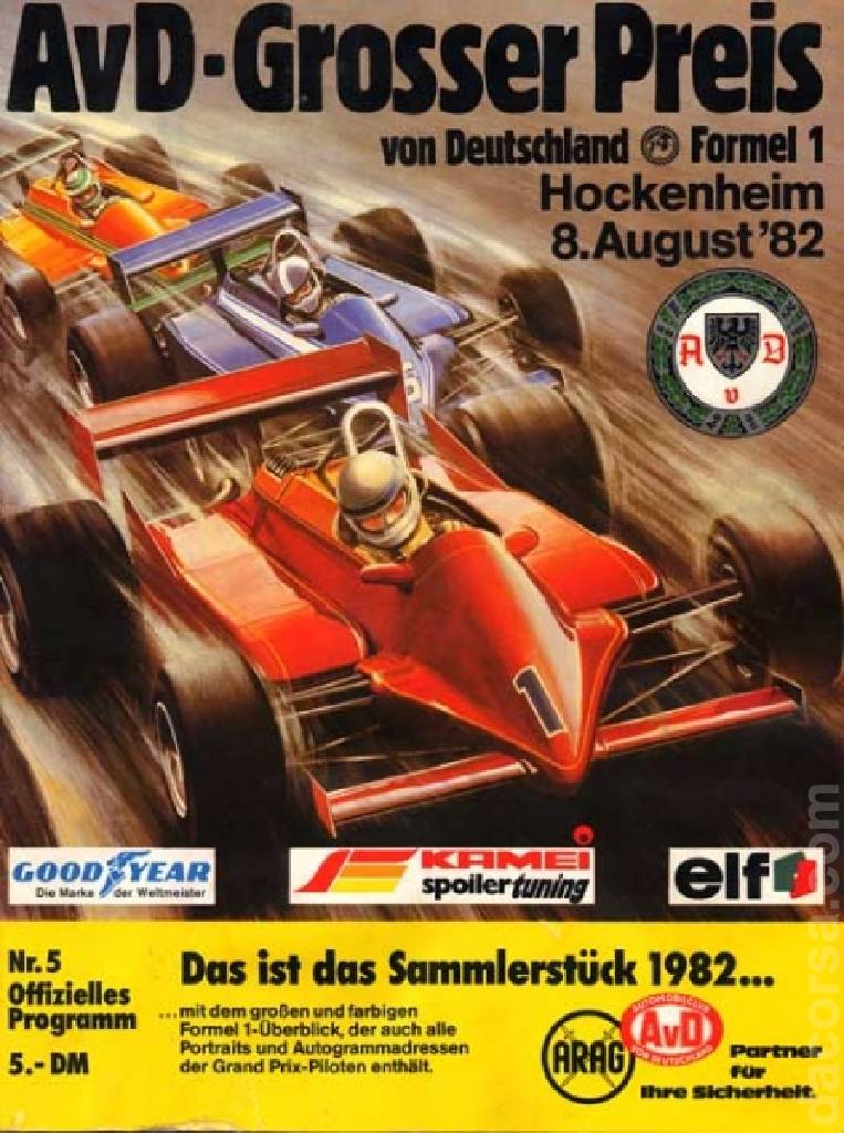 Image representing AvD Grosser Preis von Deutschland 1982, FIA Formula One World Championship round 12, Germany, 8 August 1982