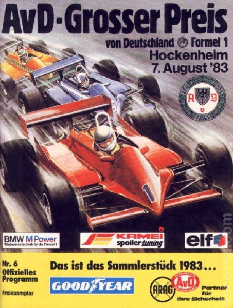 Image representing AVD Grosser Preis von Deutschland 1983, FIA Formula One World Championship round 10, Germany, 7 August 1983