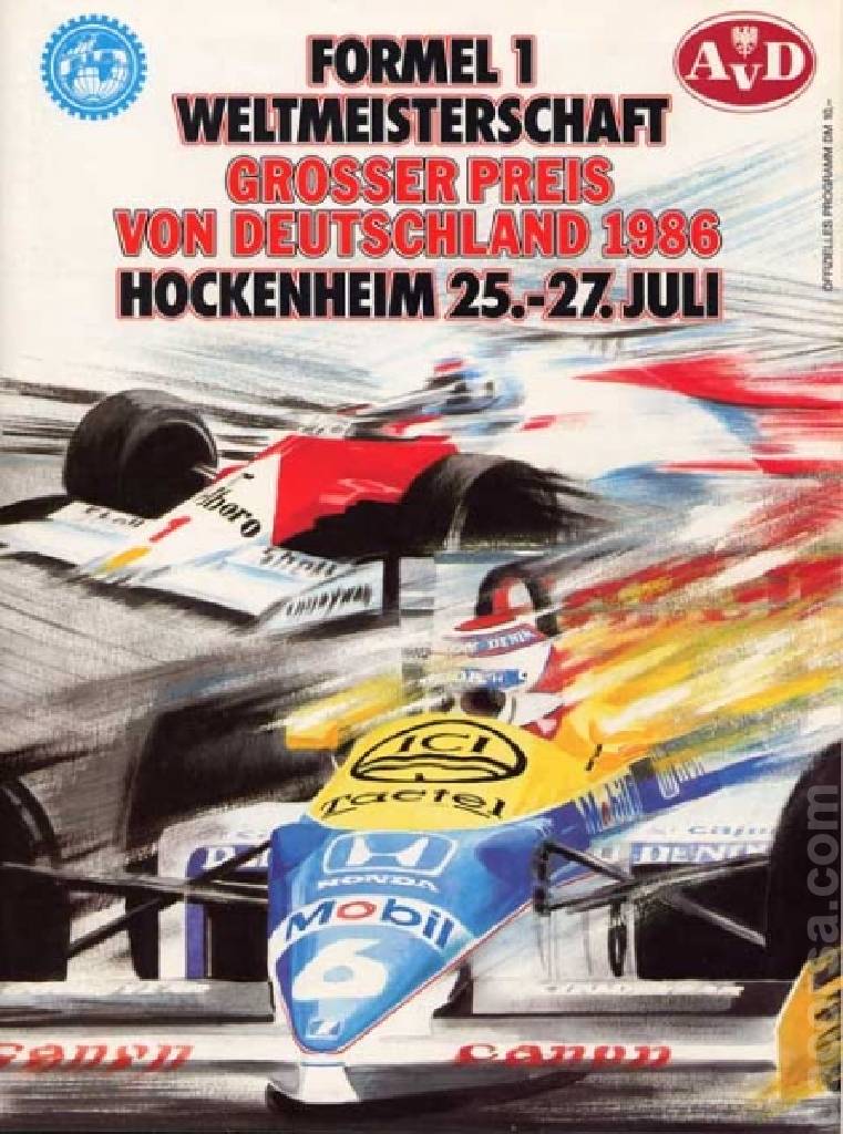 Poster of AvD Grosser Preis von Deutschland 1986, FIA Formula One World Championship round 10, Germany, 25 - 27 July 1986