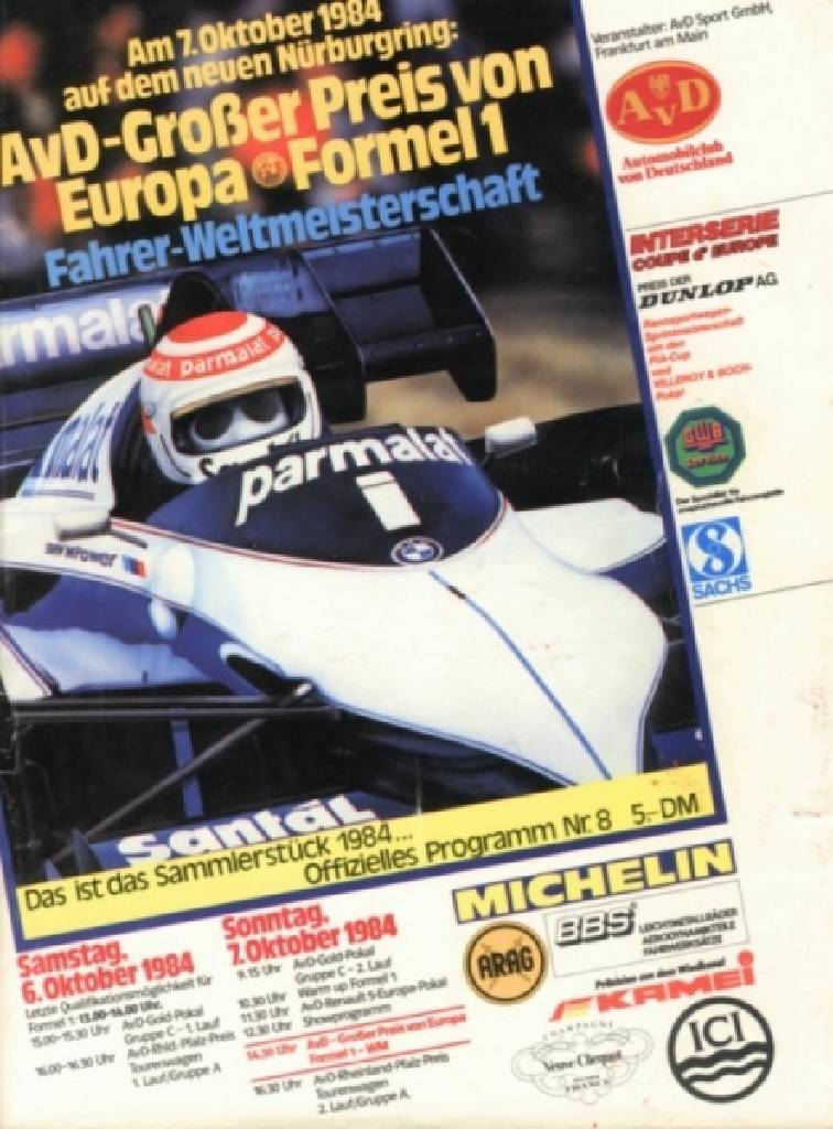 Poster of AvD Grosser Preis von Europe 1984, FIA Formula One World Championship round 15, Europe, 6 - 7 October 1984