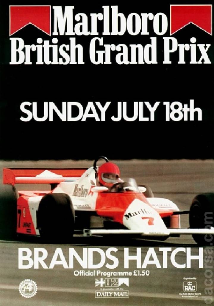 Poster of British Grand Prix 1982, FIA Formula One World Championship round 10, United Kingdom, 18 July 1982