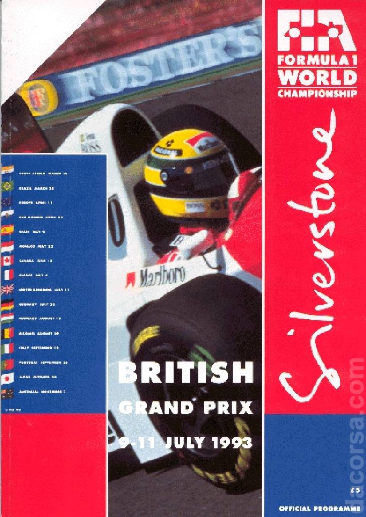 Poster of British Grand Prix 1993, FIA Formula One World Championship round 09, United Kingdom, 9 - 11 July 1993