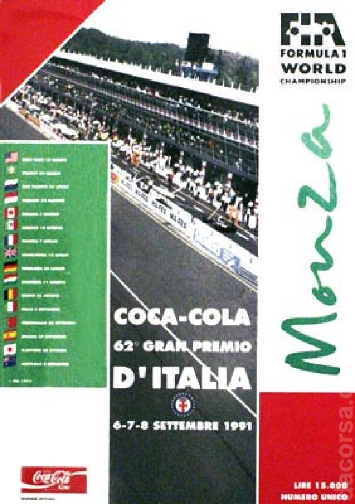 Poster of Coca Cola 62. Gran Premio d'Italia 1991, FIA Formula One World Championship round 12, Italy, 6 - 8 September 1991