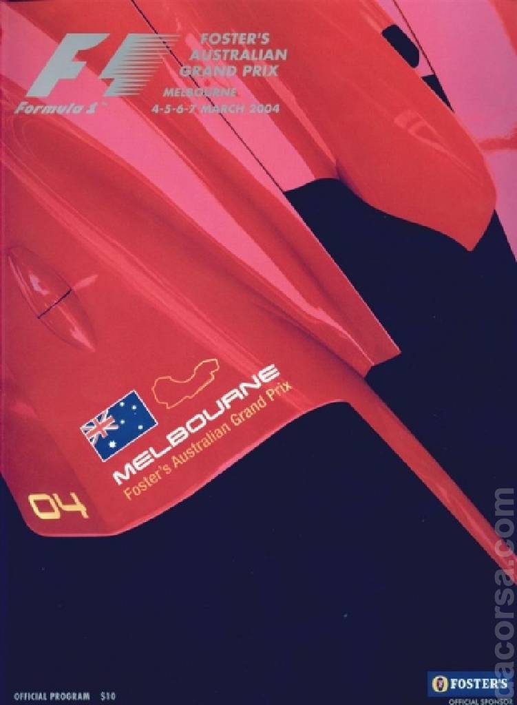 Poster of Foster's Australian Grand Prix 2004, FIA Formula One World Championship round 01, Australia, 4 - 7 March 2004