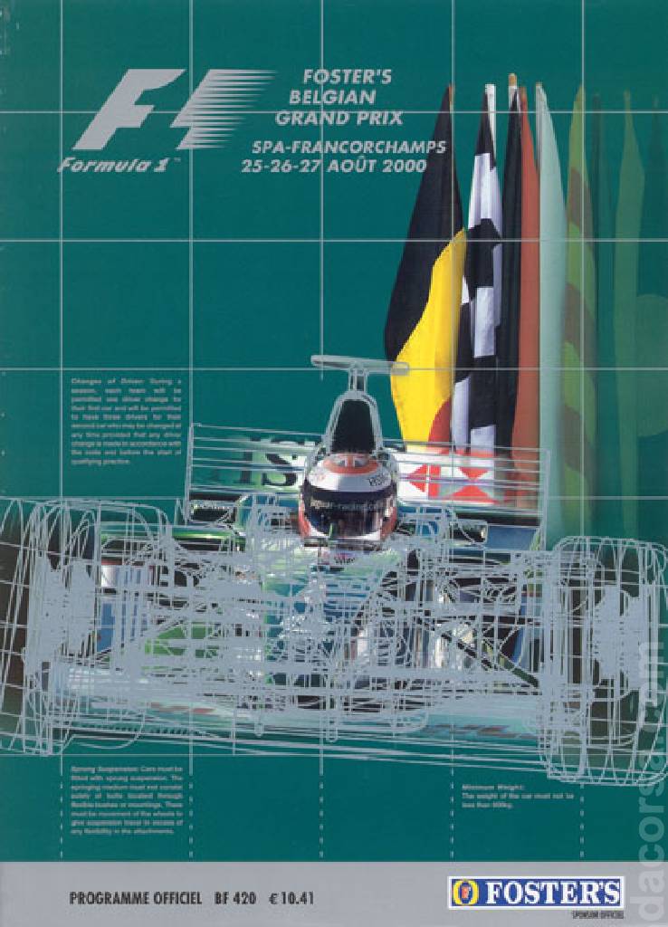 Image representing Foster's Belgian Grand Prix 2000, FIA Formula One World Championship round 13, Belgium, 25 - 27 August 2000