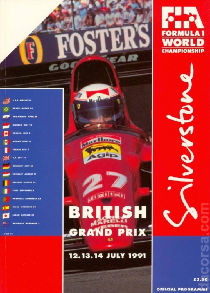Poster of Foster's British Grand Prix 1991, FIA Formula One World Championship round 08, United Kingdom, 12 - 14 July 1991