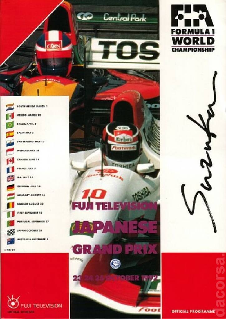 Image representing Fuji Television Japanese Grand Prix 1992, FIA Formula One World Championship round 15, Japan, 23 - 25 October 1992