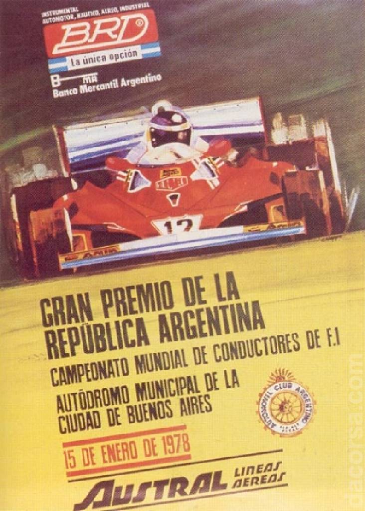 Poster of Gran Premio de la Republica Argentina 1978, FIA Formula One World Championship round 01, Argentina, 15 January 1978
