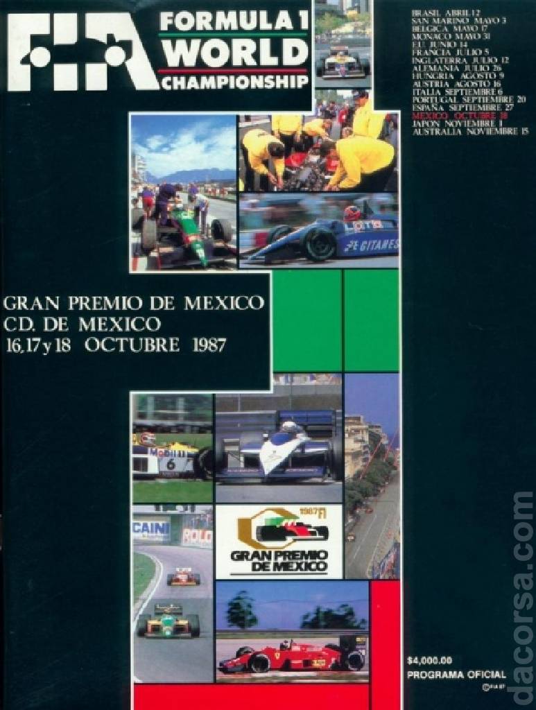 Poster of Gran Premio de Mexico 1987, FIA Formula One World Championship round 14, Mexico, 16 - 18 October 1987