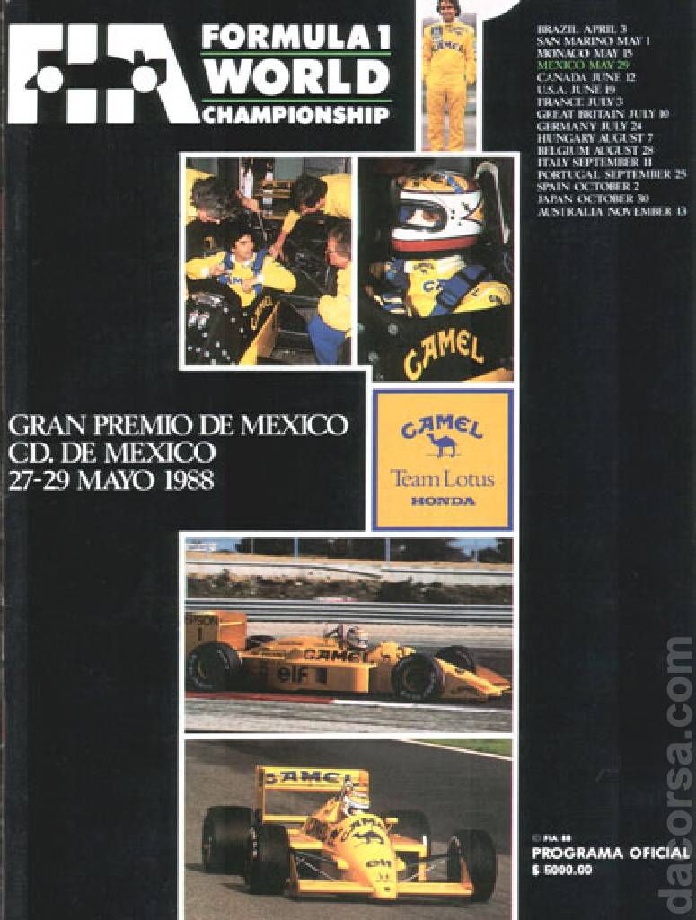 Poster of Gran Premio de Mexico 1988, FIA Formula One World Championship round 04, Mexico, 27 - 29 May 1988