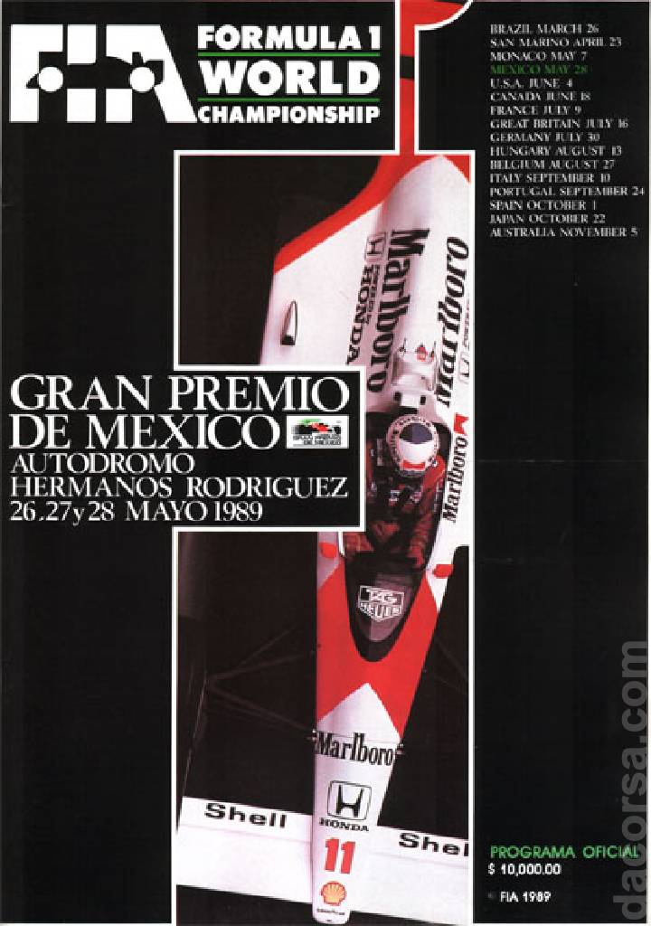 Poster of Gran Premio de Mexico 1989, FIA Formula One World Championship round 04, Mexico, 26 - 28 May 1989