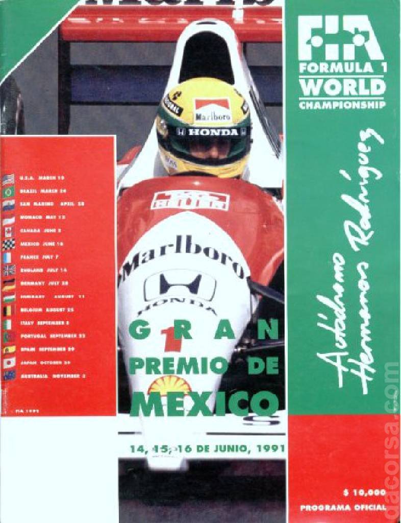 Poster of Gran Premio de Mexico 1991, FIA Formula One World Championship round 06, Mexico, 14 - 16 June 1991