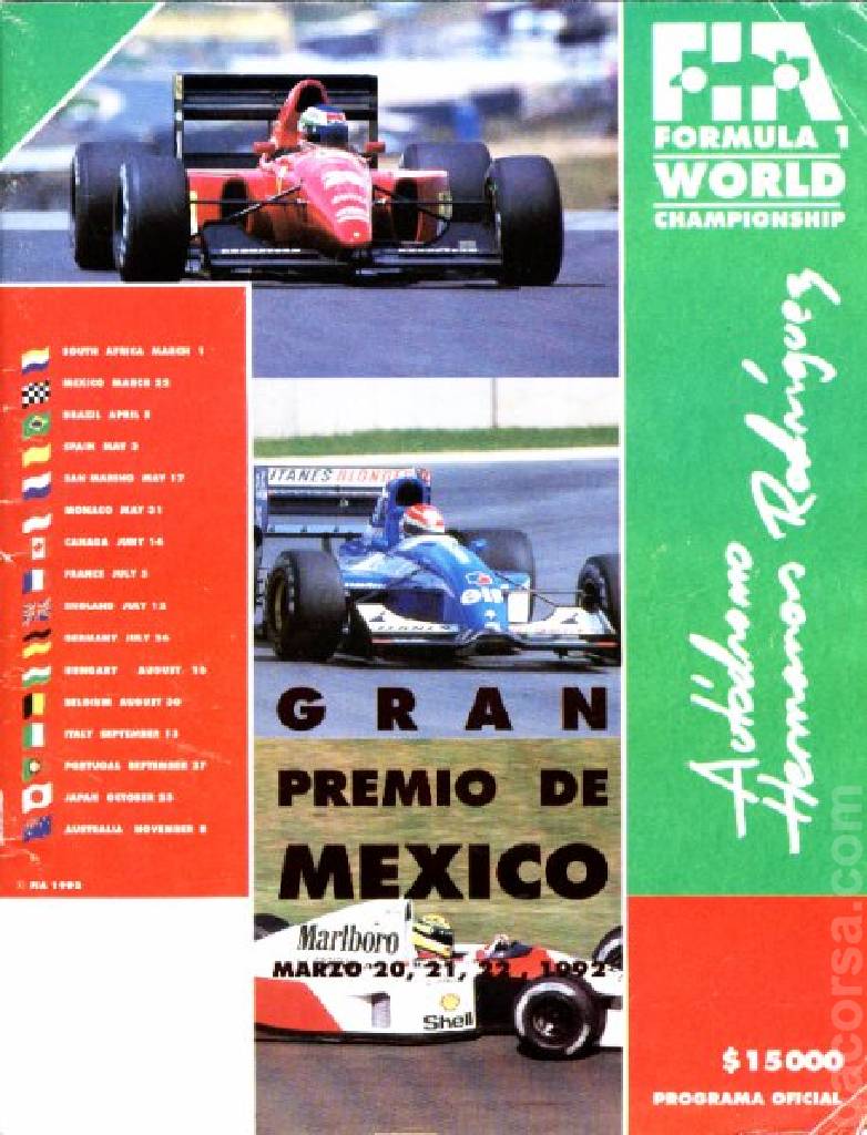 Poster of Gran Premio de Mexico 1992, FIA Formula One World Championship round 02, Mexico, 20 - 22 March 1992