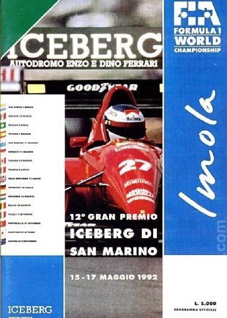 Image representing Gran Premio Iceberg di San Marino 1992, FIA Formula One World Championship round 05, San Marino, 15 - 17 May 1992